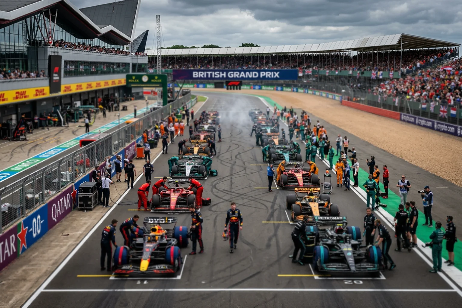 Formel 1 Autos auf der Startaufstellung vor dem Grand Prix