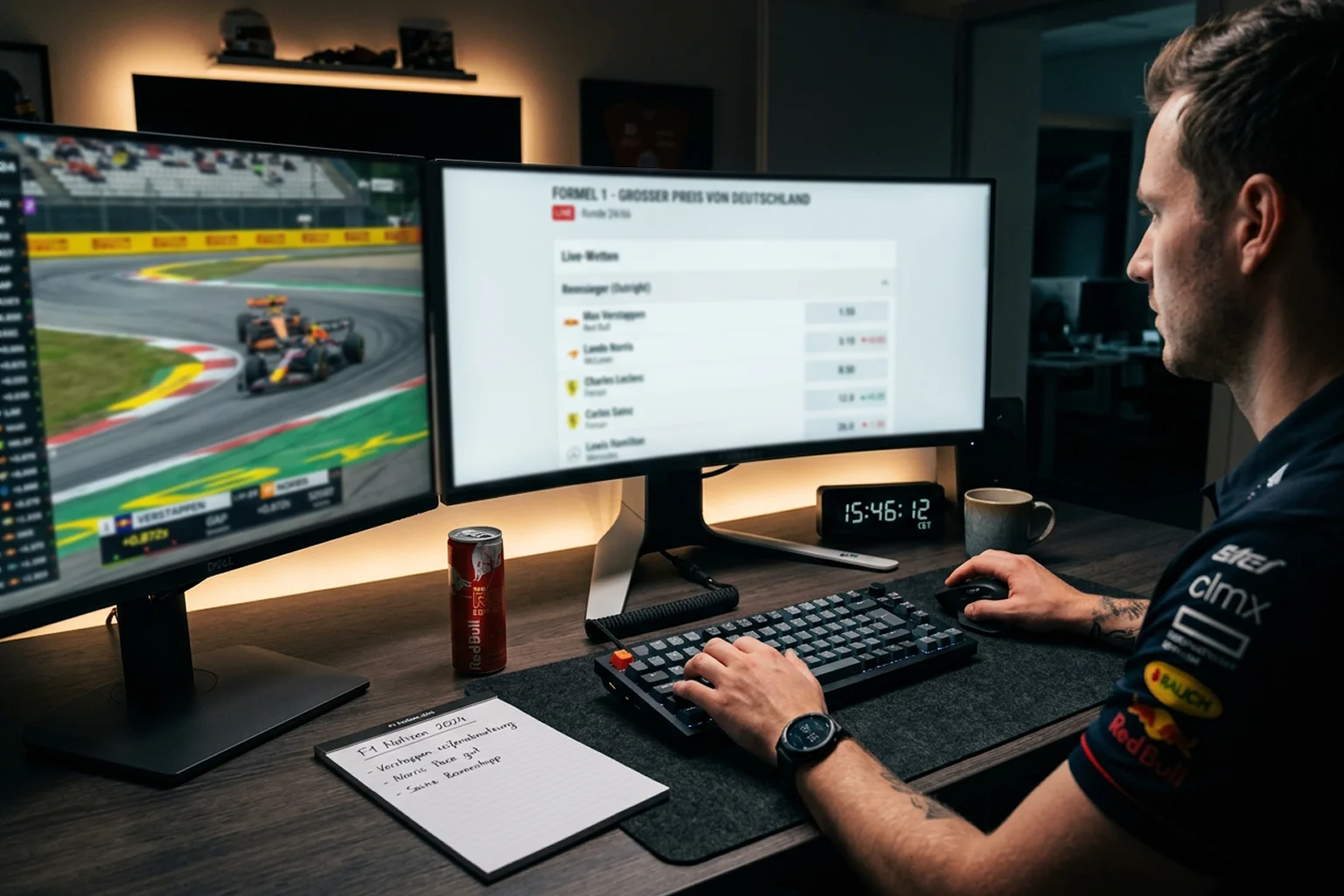 Echtzeit-Quotenbewegungen auf Monitor während Live-Wetten