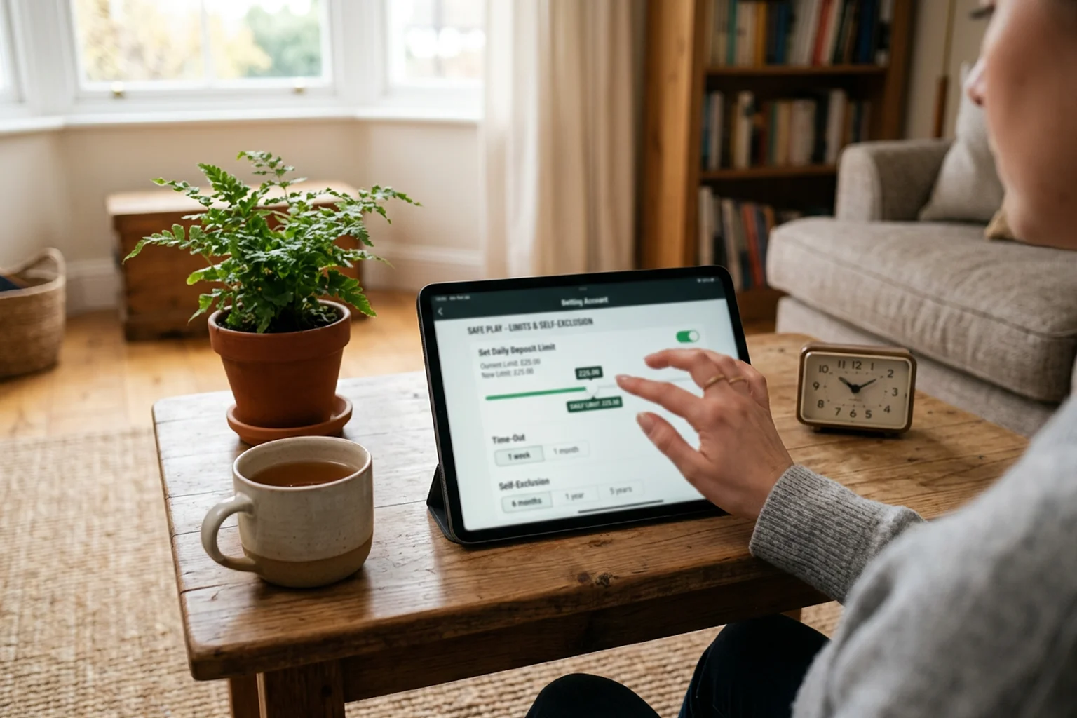 Einstellungen für Einzahlungslimits und Selbstkontrolle auf Tablet